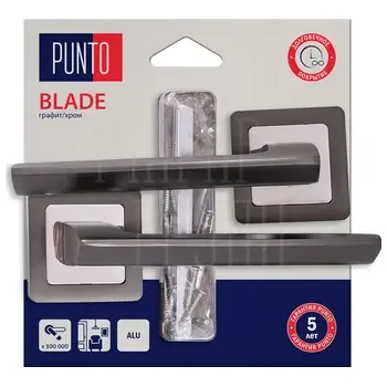 Дверная ручка Punto (Пунто) на квадратной розетке "BLADE" HD