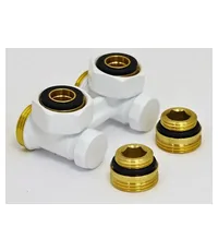 Мультифлекс угловой Carlo Poletti 50 мм 3/4" НГ х 3/4" НР (сгоны в к-т не входят, арт. 121665) белый