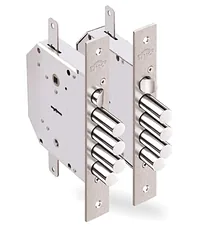 Замок Elbor (Эльбор) врезной сувальдный с задвижкой и защёлкой Гранит 1.06.42 (левый) с тягами, 5 кл. /24376/