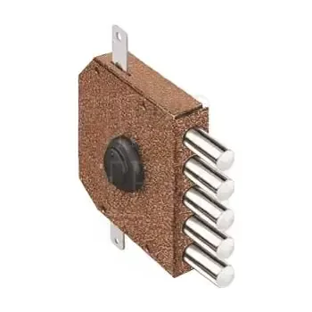 Замок Elbor (Эльбор) накладной гаражный Гранит 1.06.56.МА никель сув. 5 риг. тяги медный антик /00427/