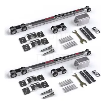 Раздвижная система для 2 деревянных дверей CORONA CR-187 (ролики 2 компл., трек 3000 мм, 2 двойных доводчика)