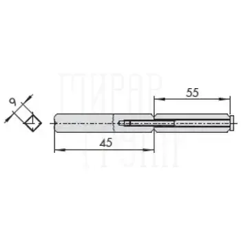 Квадрат раздельный стальной 45/55 9мм CISA 1.07083.52.0