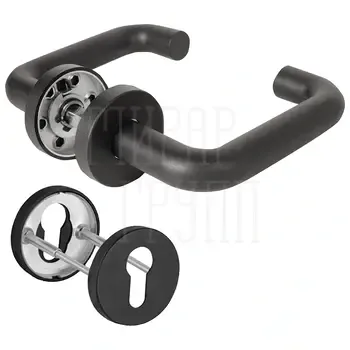 Комплект Fuaro (Фуаро) дверных ручек с накладками под цилиндр FR.DH57.0219 NE (DH-0219 NE) 9x140 мм