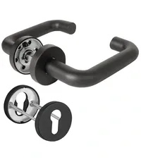 Комплект Fuaro (Фуаро) дверных ручек с накладками под цилиндр FR.DH57.0219 NE (DH-0219 NE) 9x140 мм