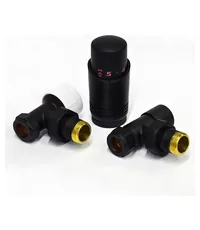 Комплект для подключения радиатора Carlo Poletti термостатический угловой на 1/2 черный