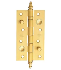 Петля дверная универсальная латунная противосъемная Amig 567 150x82x3 с колпачком и подшипниками