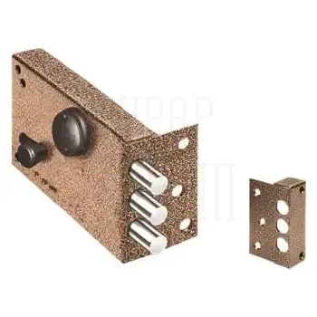 Замок Elbor (Эльбор) накладной Лазурит 1.02.61.КМА никель сув. 2 риг. задв.-затв. зап. кор. мед. антик /40061/