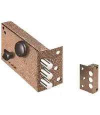 Замок Elbor (Эльбор) накладной Лазурит 1.02.61.КМА никель сув. 2 риг. задв.-затв. зап. кор. мед. антик /40061/