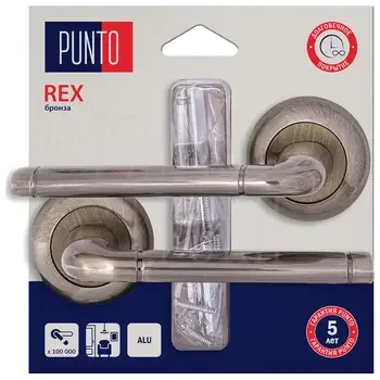 Дверная ручка Punto (Пунто) на круглой розетке "REX" HD