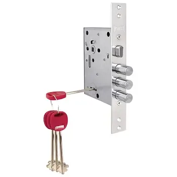 Замок Kale kilit (Кале килит) врезной сувальдный с защёлкой 442/L 4 кл. (кл. 60 мм)