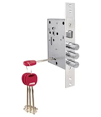 Замок Kale kilit (Кале килит) врезной сувальдный с защёлкой 442/L 4 кл. (кл. 60 мм)