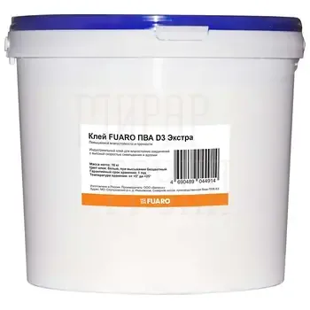 Клей Fuaro (Фуаро) ПВА D3 Экстра повышенной влагостойкости и прочности (18 кг)