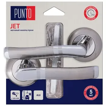 Дверная ручка Punto (Пунто) на круглой розетке "JET" HD