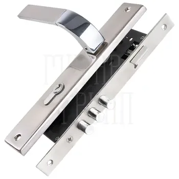 Замок врезной Punto (Пунто) цилиндровый с защёлкой в комплекте с ручкой KIT P90 4585/3 ORION SN/CP (мат. никель/хр