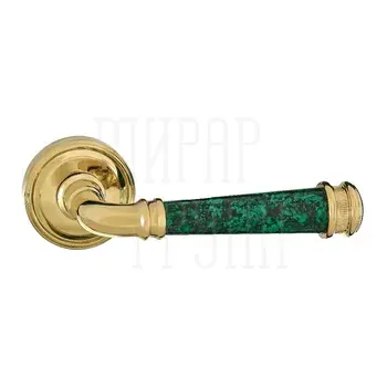 Дверная ручка на круглой розетке GRIFFIX(Грификс) "CROWN" 702 MALACHITE R