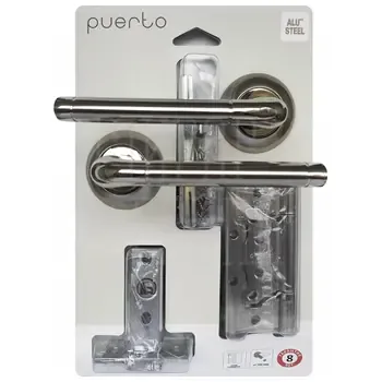 Комплект дверной фурнитуры PUERTO (ручка, защелка м/к, петли безВР) SET 503-08 5-45PL 2S