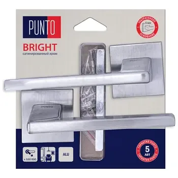 Дверная ручка Punto (Пунто) на квадратной розетке "BRIGHT" HD