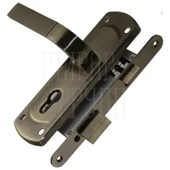 Замок врезной Punto (Пунто) цилиндровый с защёлкой в комплекте с дверной ручкой KIT P25 5558 ORION AB W/B