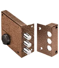 Замок Elbor (Эльбор) накладной Кремень 1.04.61.КМА никель сув. 3 риг. зап. коробка медный антик