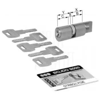 Цилиндровый механизм ключ-вертушка AGB 20-8-20 CG2016.24.24 для стеклянного полотна