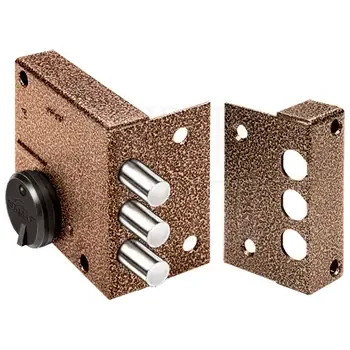 Замок Elbor (Эльбор) накладной сувальдный Кремень 1.04.51.МА (медный антик) дл. ключ