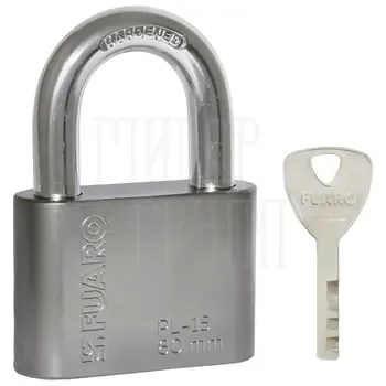 Замок навесной Fuaro (Фуаро) PL-15-60 Nickel диск. 4 кл. БЛИСТЕР