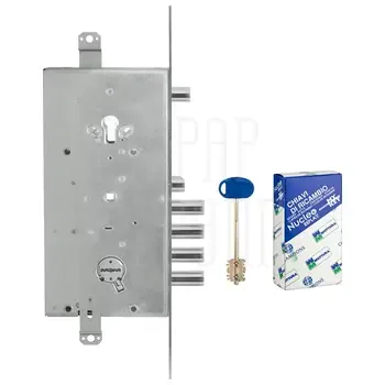 Замок Mottura (Моттура) врезной двухсистемный 54.J936M-S MyKey (левый) перекод. с торца кл. 60 мм без накл.