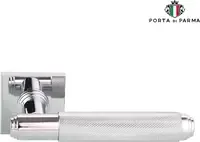 Дверная ручка на квадратной розетке PORTA DI PARMA "Exa Zig" полированный хром