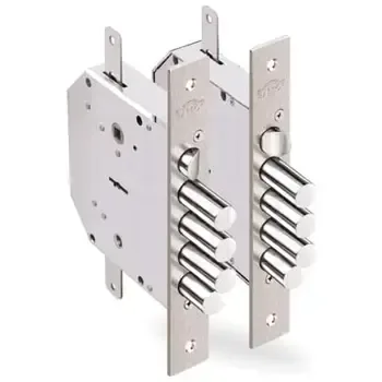 Замок Elbor (Эльбор) врезной сувальдный с задвижкой и защёлкой Гранит 1.06.43 (правый) с тягами /24378/