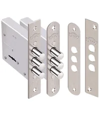 Замок Elbor (Эльбор) врезной Кремень 1.04.04.К никель сува. 3 риг. зап. планка лиц. планка закругл.