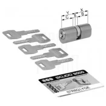 Цилиндровый механизм ключ-ключ AGB 20-8-20 CG0016.24.24 для стеклянного полотна