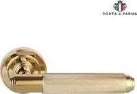 Дверная ручка на круглой розетке PORTA DI PARMA "Exa Zig" pvd полированное золото