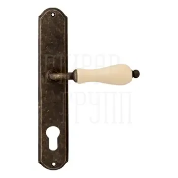 Дверная ручка на планке Melodia 179/131 "Ceramic" + керамика беж