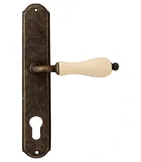 Дверная ручка на планке Melodia 179/131 "Ceramic" + керамика беж