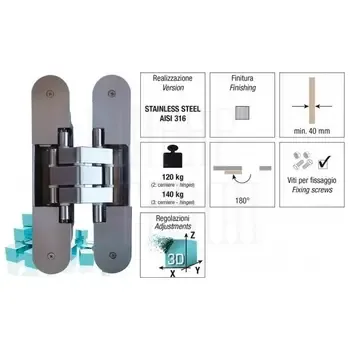 Петля дверная скрытая Koblenz Kubica 7316 DXSX (120/140) кг