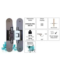 Петля дверная скрытая Koblenz Kubica 7316 DXSX (120/140) кг