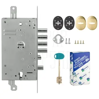 Замок Mottura (Моттура) врезной двухсистемный 54.Y787-S MyKey (левый) (накладки 95.323-95.324 CR) ключ 60 мм