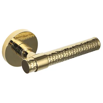 Дверная ручка из латуни Ghobestir "PANTHER Collection" G008 на круглой розетке