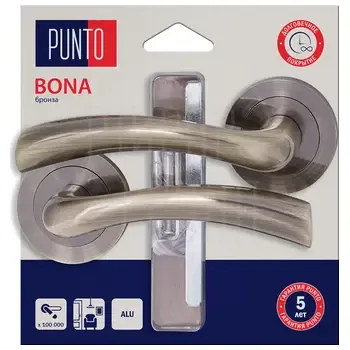 Дверная ручка Punto (Пунто) на круглой розетке "BONA" HD