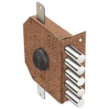 Замок Elbor (Эльбор) накладной Гранит 1.06.52.КМА никель сув. 5 риг. тяги зап. коробка медный антик /20433/