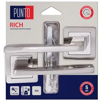 Дверная ручка Punto (Пунто) на квадратной розетке "RICH" HD