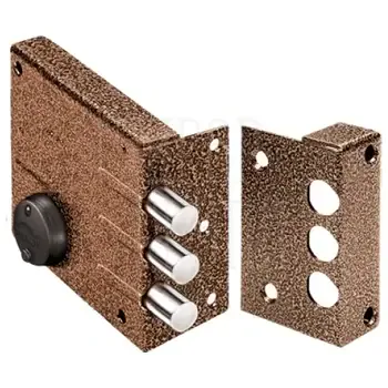 Замок Elbor (Эльбор) накладной Кремень 1.04.52.МА никель сув. 3 риг. медный антик