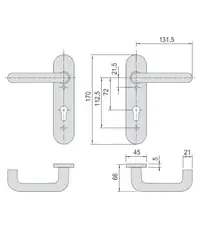 Комплект ручек на планке с отверстием под цилиндр CISA 07070.26.0