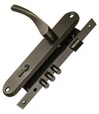 Замок врезной Punto (Пунто) цилиндровый с защёлкой в комплекте с дверной ручкой KIT P90 4585/3 CRONA AB (бронза) 5 кл.