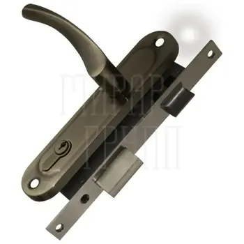 Замок врезной Punto (Пунто) цилиндровый с защёлкой в комплекте с дверной ручкой KIT P16 4070 CRONA AB (бронза) 5 кл.