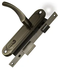 Замок врезной Punto (Пунто) цилиндровый с защёлкой в комплекте с дверной ручкой KIT P16 4070 CRONA AB (бронза) 5 кл.