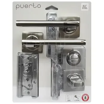 Комплект дверной фурнитуры PUERTO (ручка, завертка, защелка с/у, петли безВР) SET 514-02 2070PL 2S