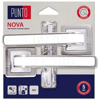 Дверная ручка Punto (Пунто) на квадратной розетке "NOVA" HD