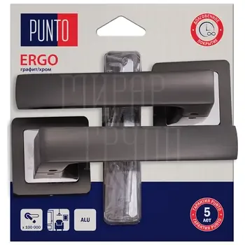 Дверная ручка Punto (Пунто) на квадратной розетке "ERGO" HD