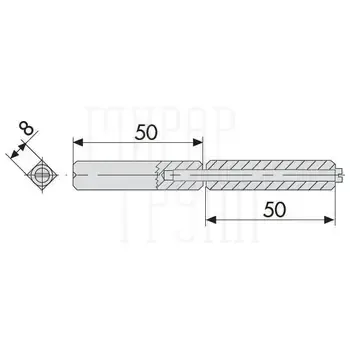 Квадрат раздельный стальной 50/50 8мм CISA 1.07206.01.0